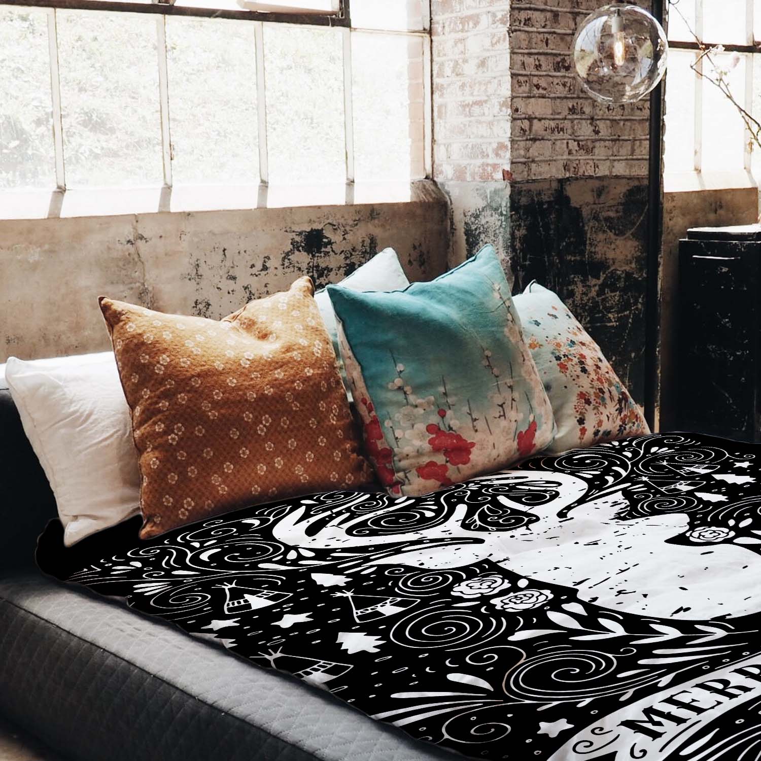 Therapy blankets bedding set black Merry Christmas