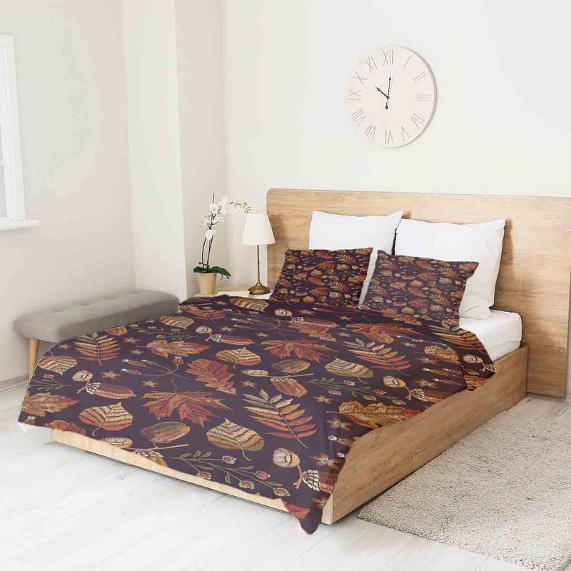 Original therapy blanket - cotton cover brown autumn leaves