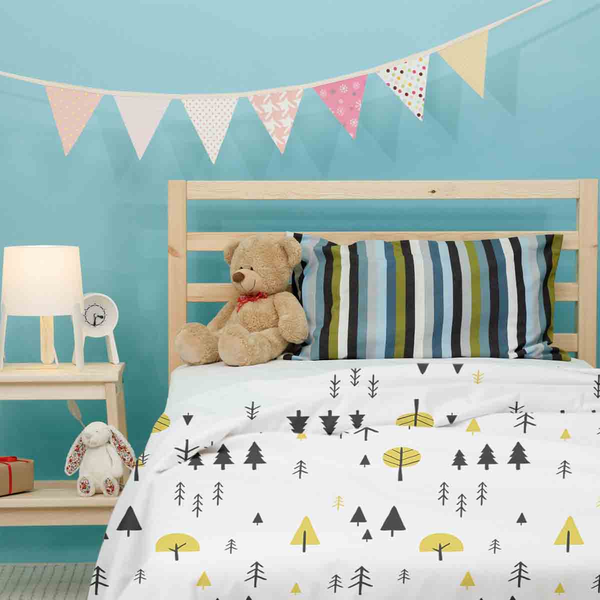 Couverture thérapeutique originale - Housse en coton avec arbres jaunes