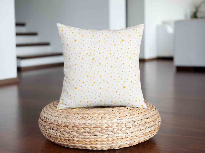 Health pillow, white with yellow stars.