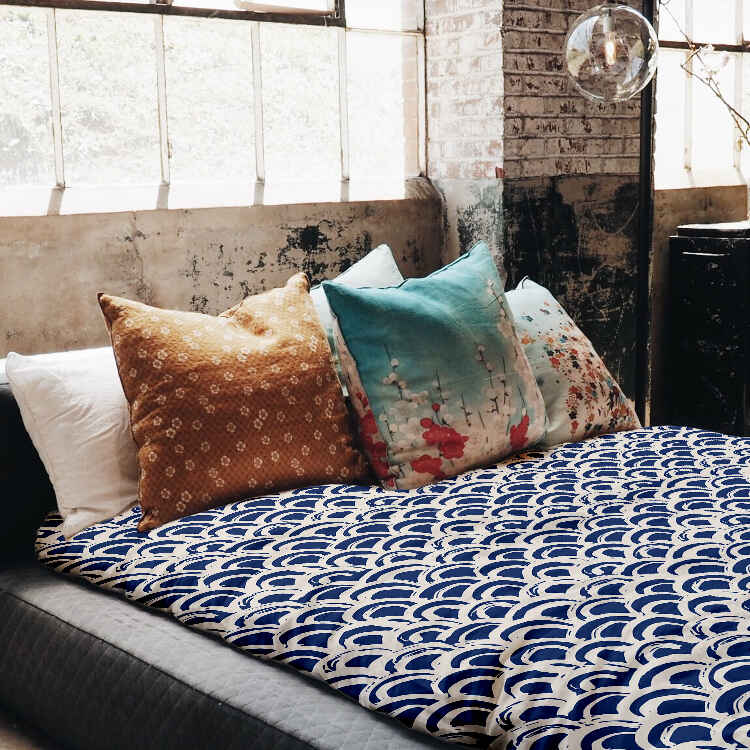 Therapy blankets bedding set blue wave pattern