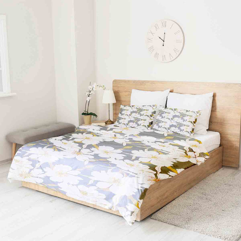 Therapy blanket bedding set with pink aster flowers