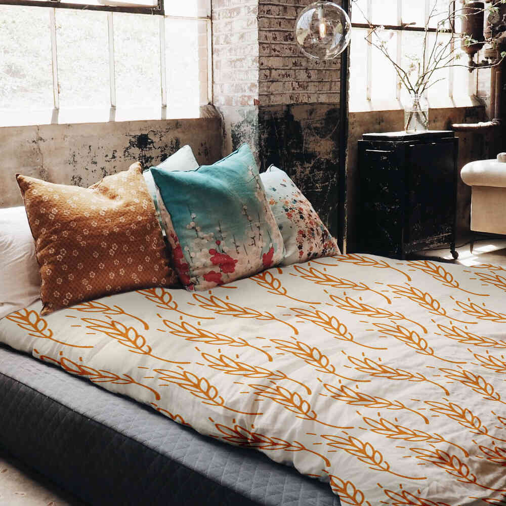 Couette thérapeutique Ensemble de literie blanc avec blé jaune