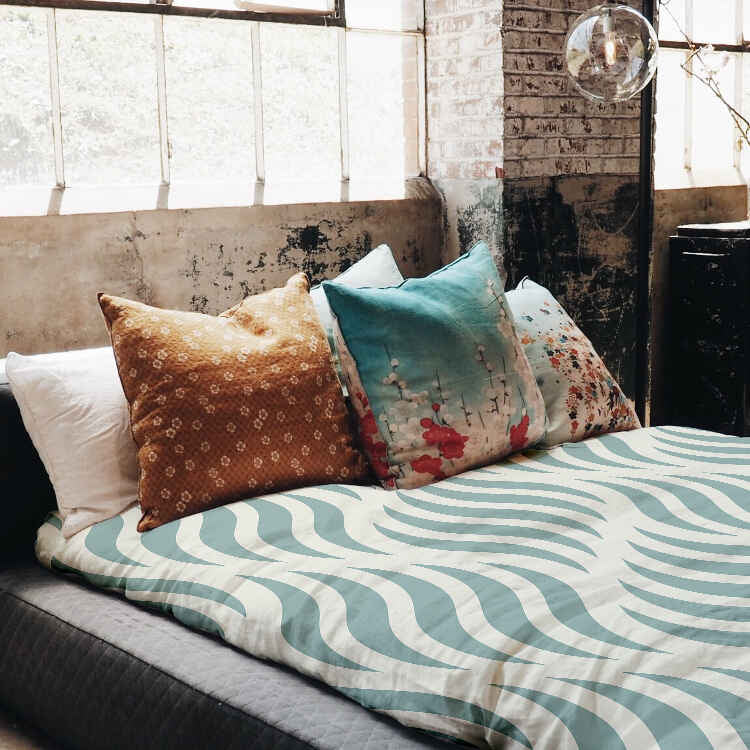 Couverture thérapeutique originale - Housse en coton vagues abstraites