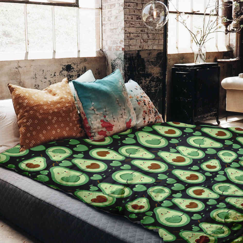 Therapy blankets bedding set green avocados