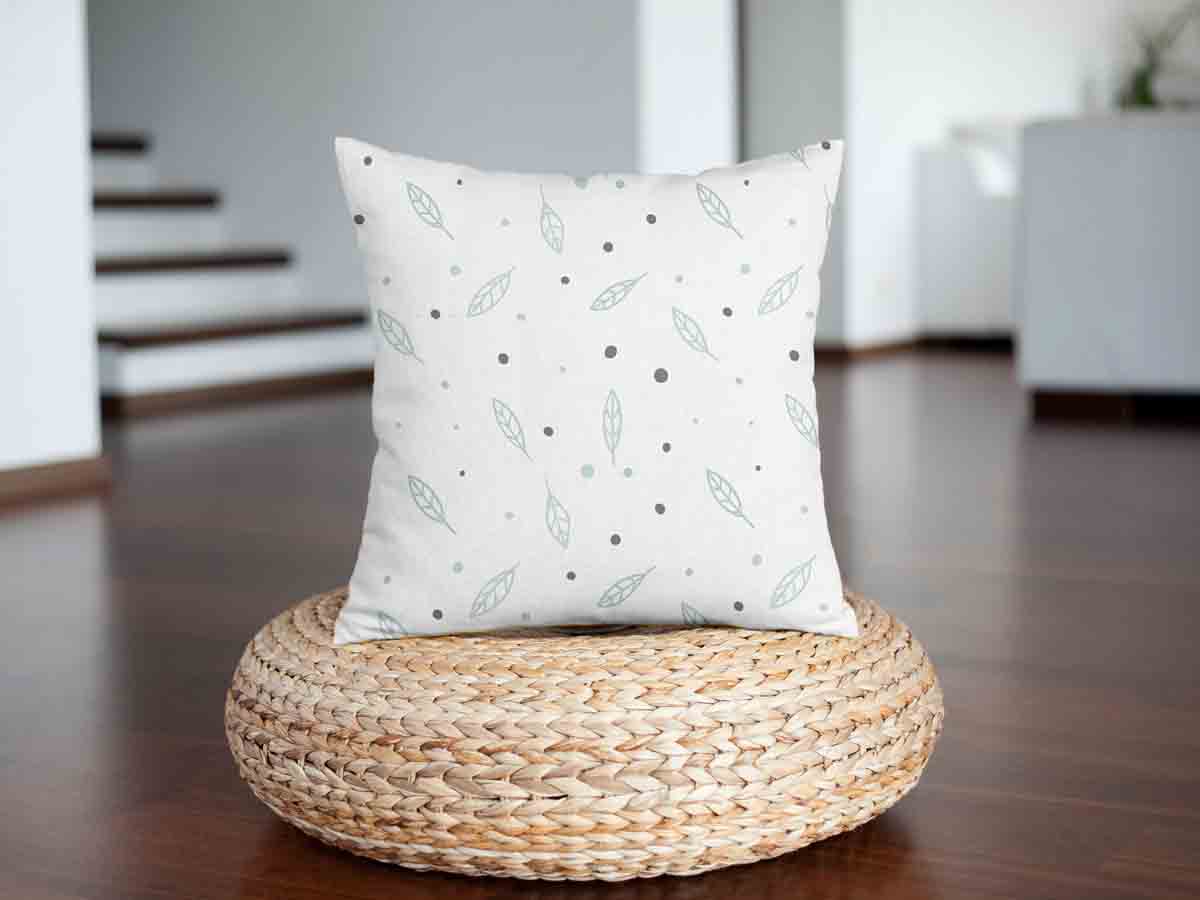 Coussin de santé blanc avec plumes et points