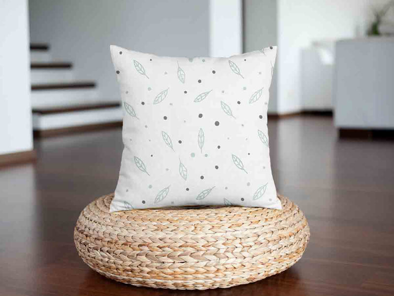 White health pillow with feathers and dots