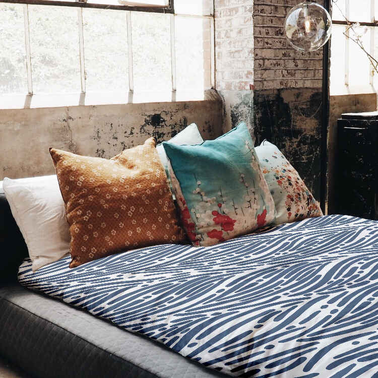 Original therapy blanket - cotton cover wavy pattern blue