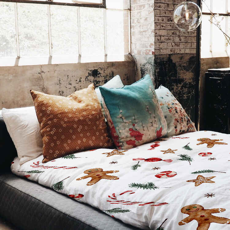 Couverture thérapeutique Ensemble de linge de lit blanc Temps de Noël