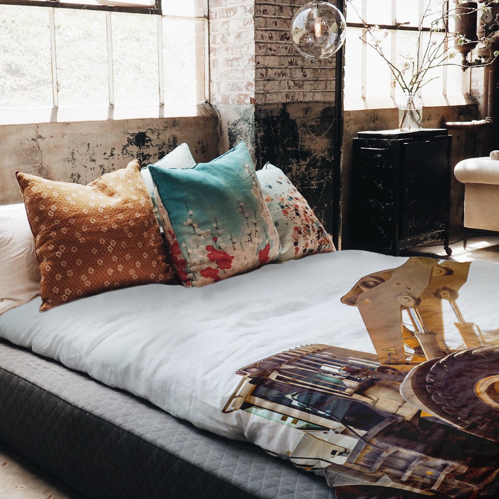 Original therapy blanket - cotton cover tractor on the mountain