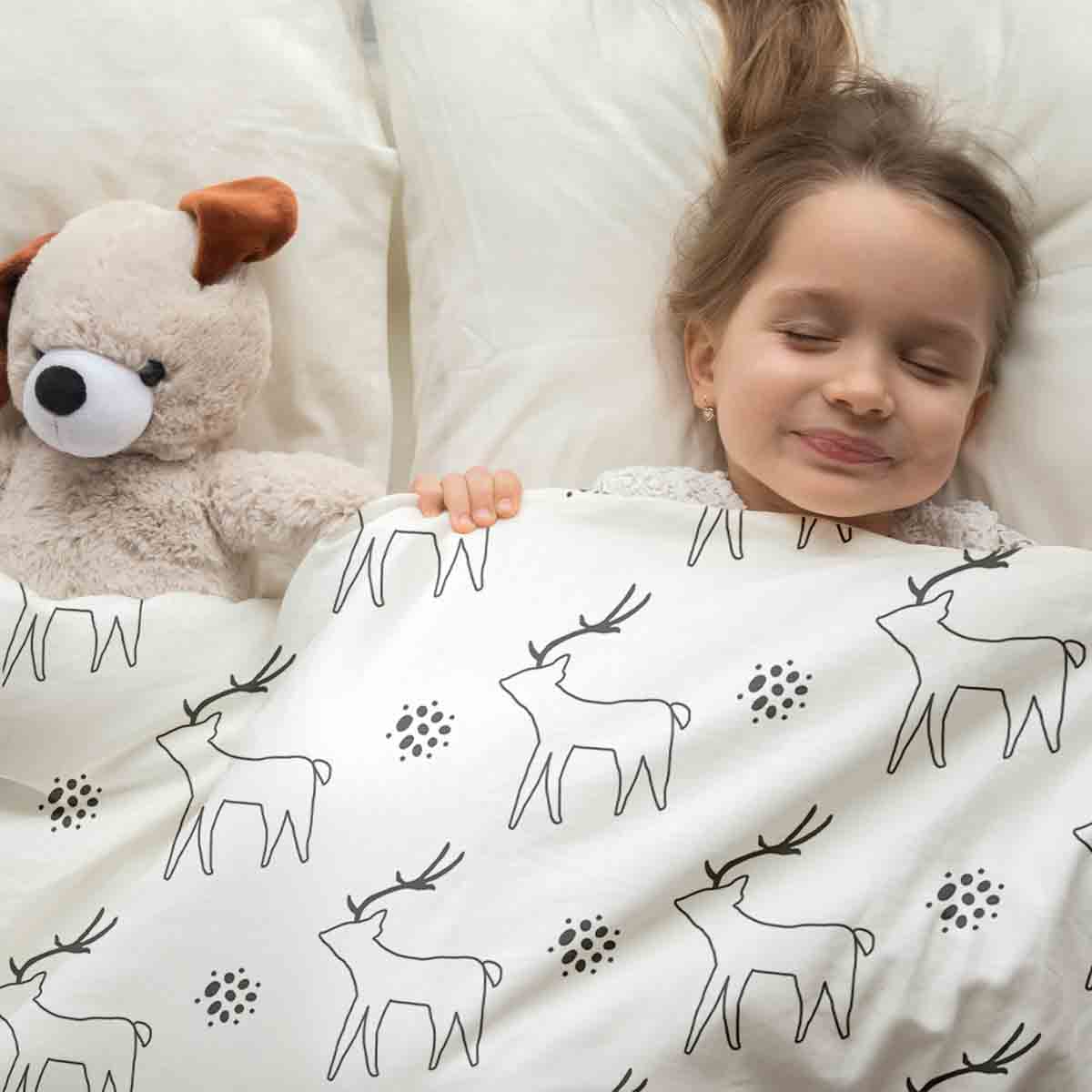 Therapy blankets bedding set white with deer