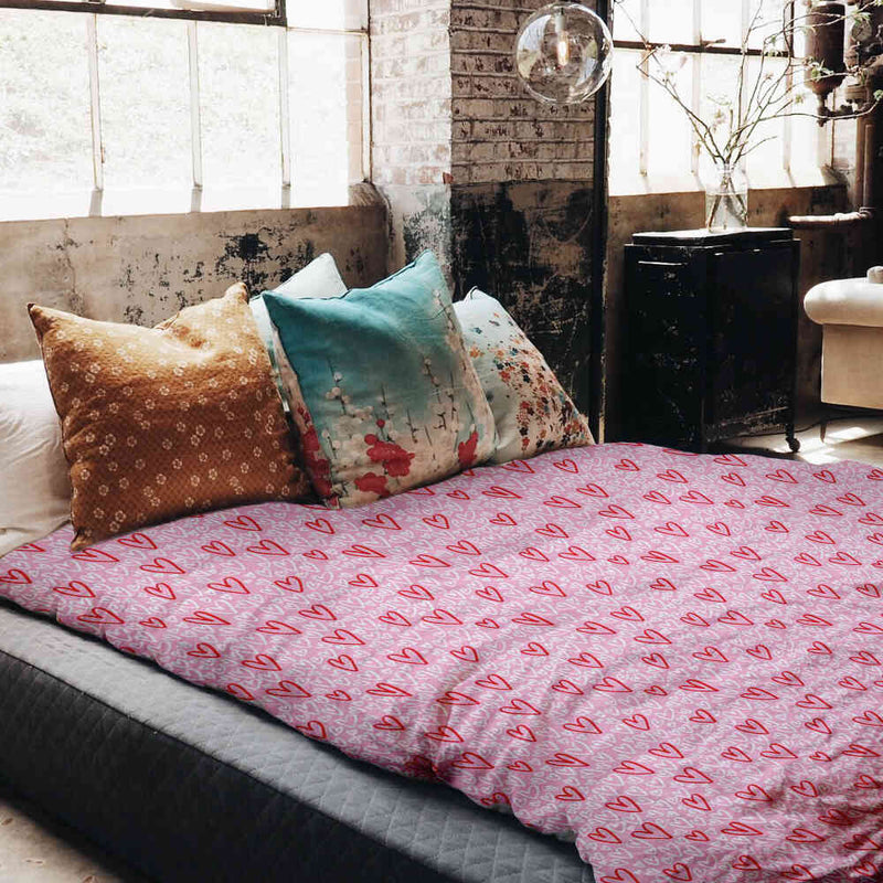 Original therapy blanket - cotton cover pink red hearts