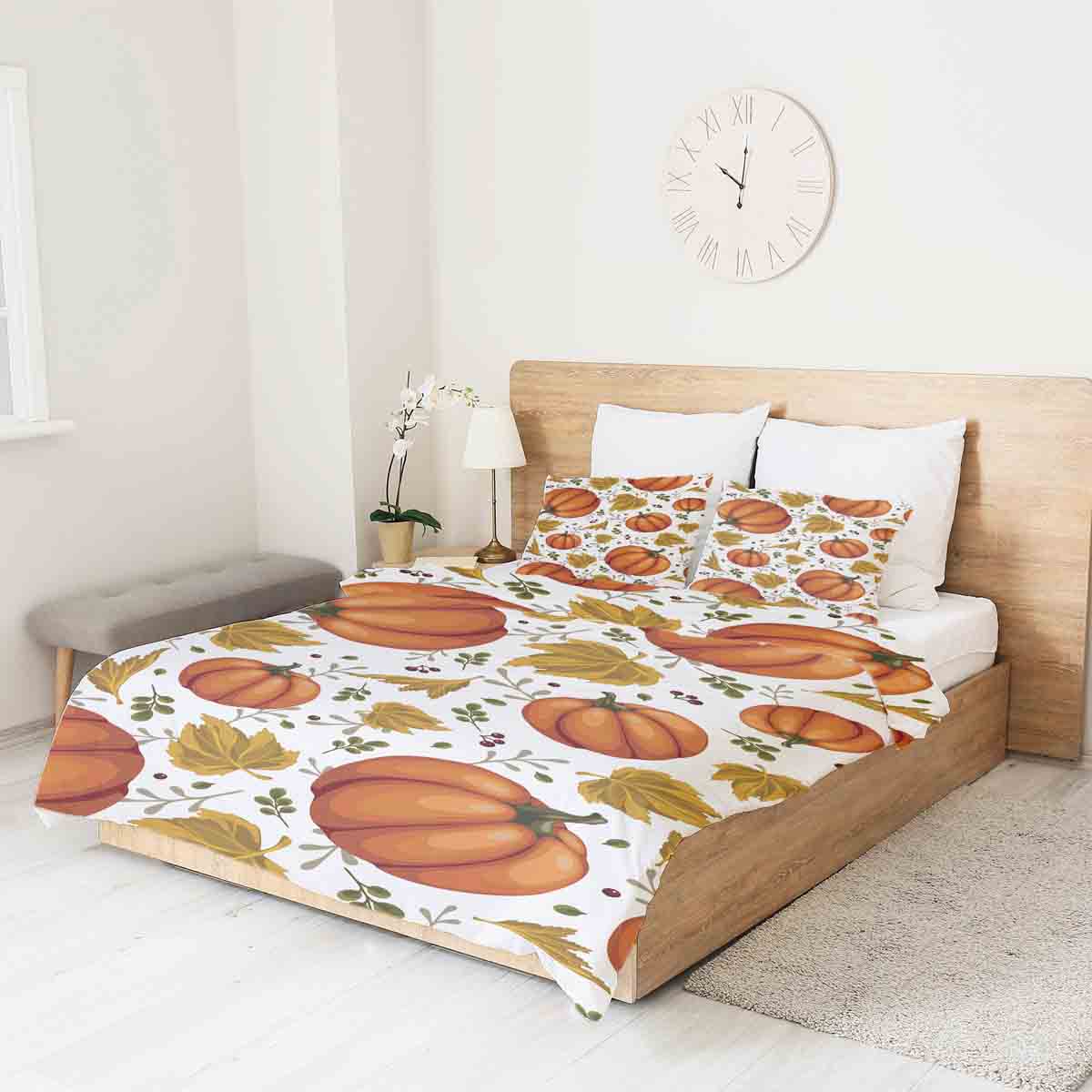 Original therapy blanket - cotton cover white with large pumpkins