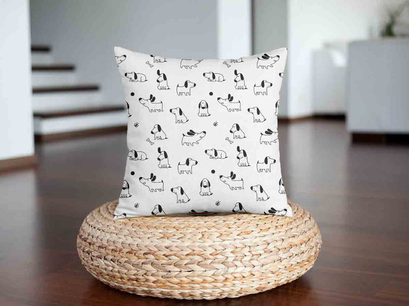 White health pillow with dogs