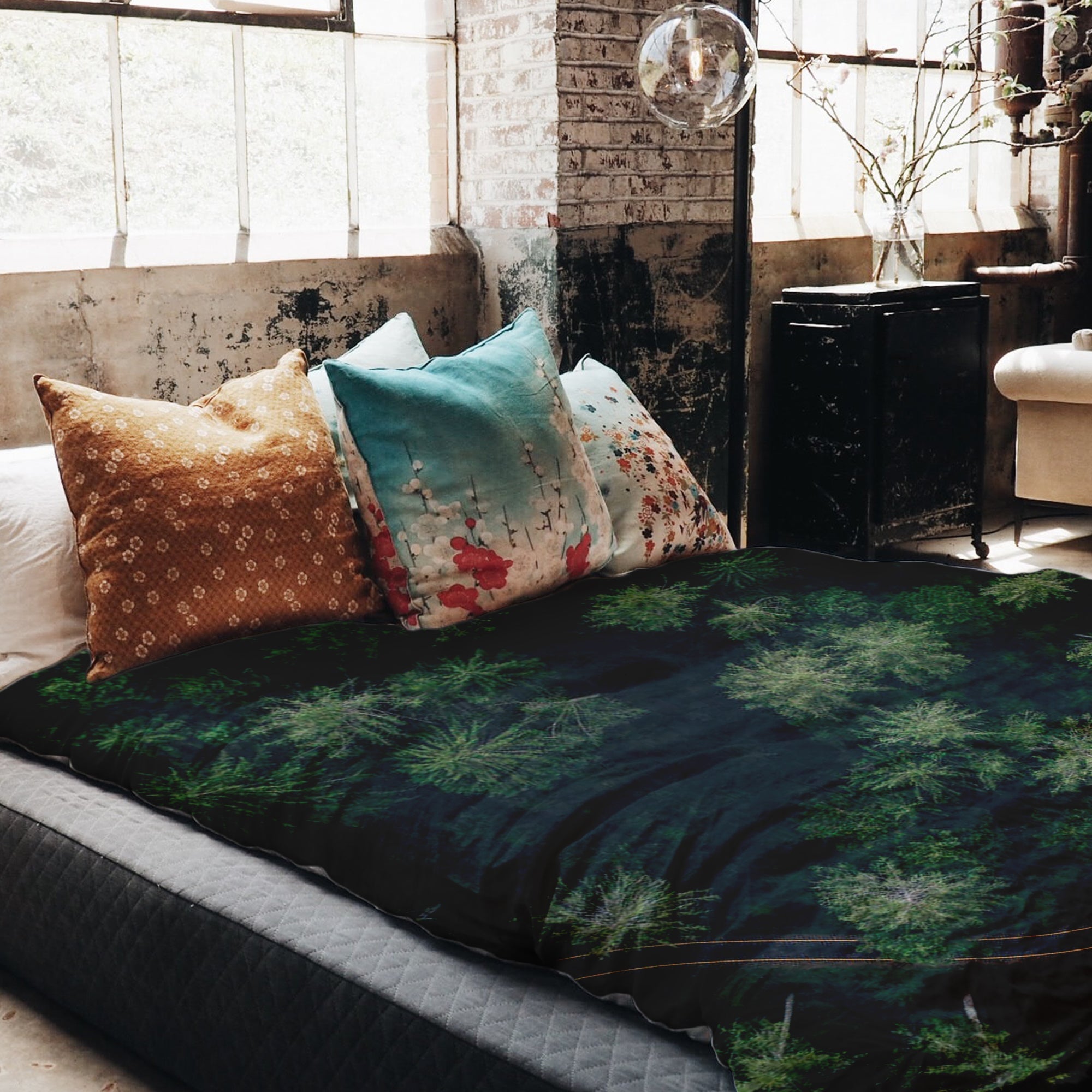 Therapy blankets bedding set street in the forest