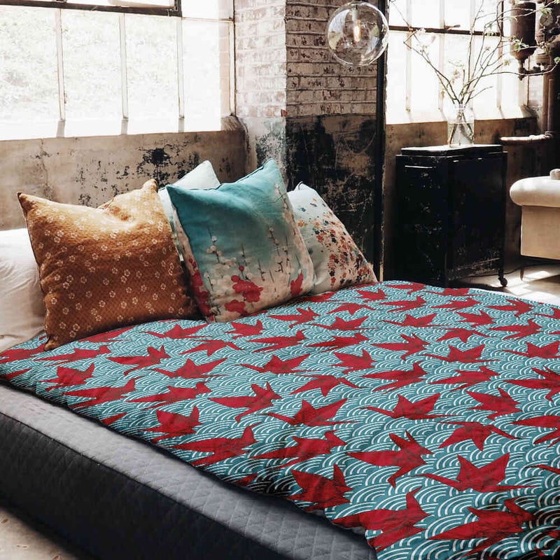 Original therapy blanket - cotton cover red origami