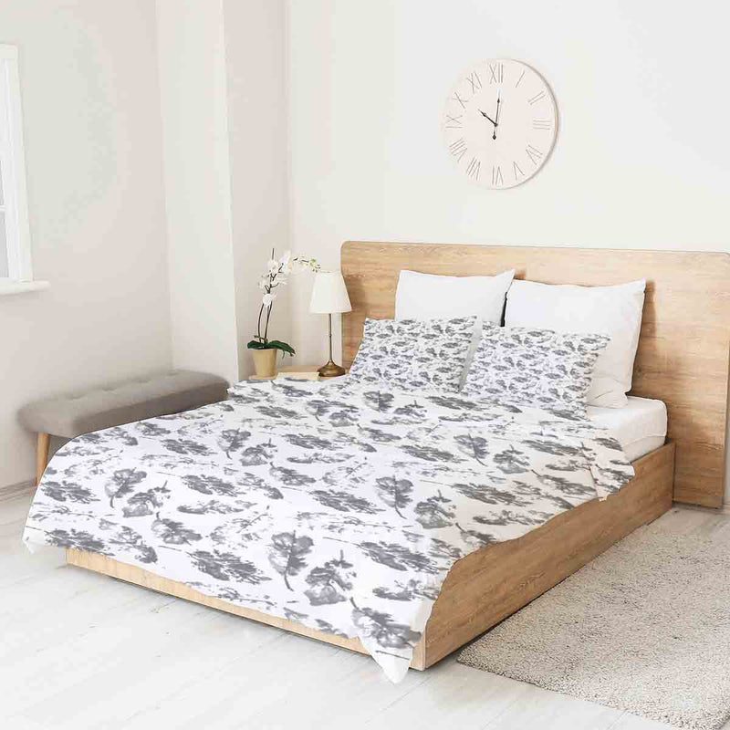 Original therapy blanket - cotton cover white with gray leaves