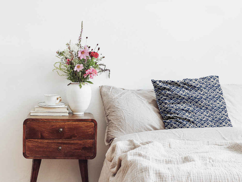 Health pillow with blue wave pattern