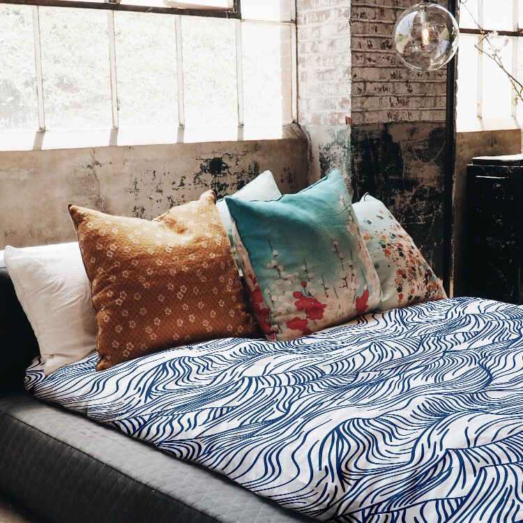 Original therapy blanket - cotton cover waves in blue