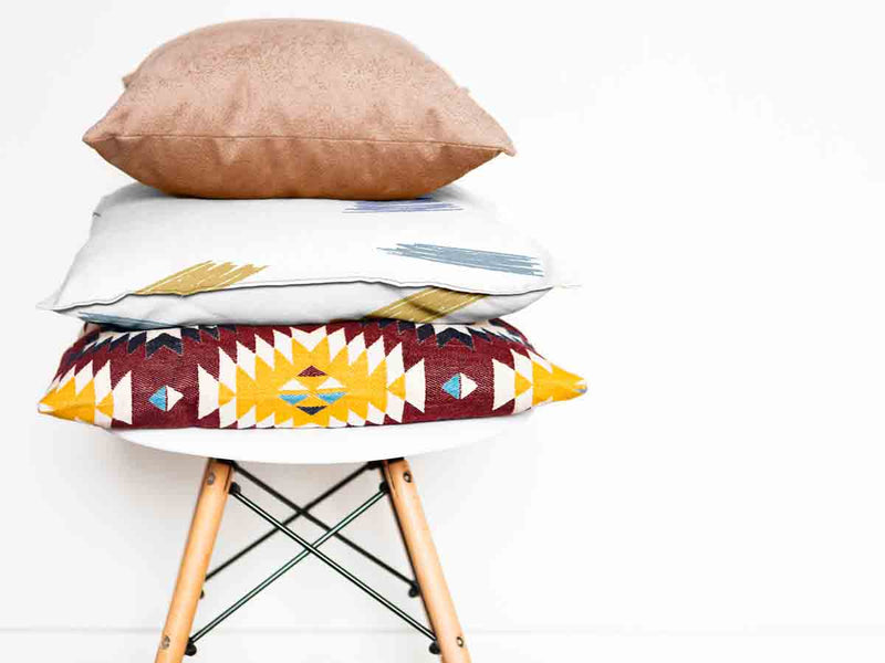 Health pillow with colorful stripes