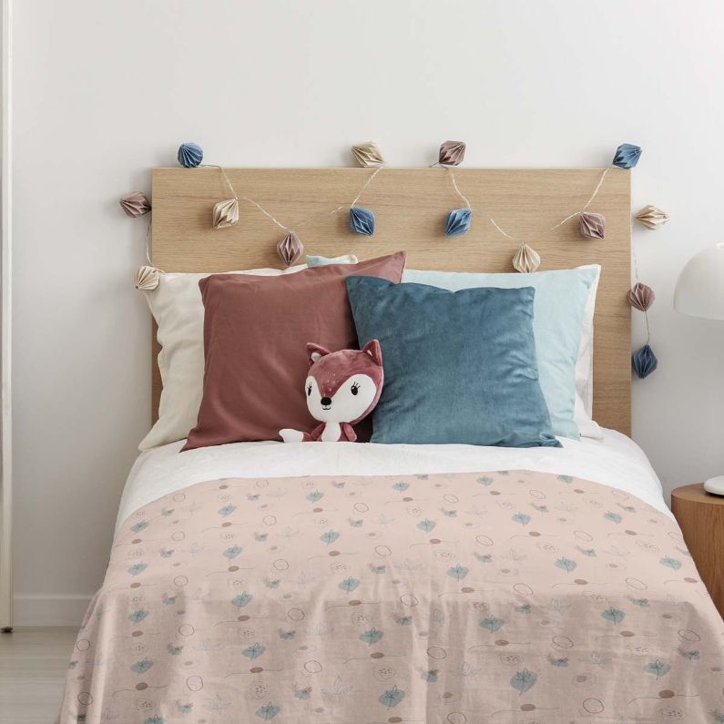Couverture thérapeutique originale - Housse en coton rose plantes