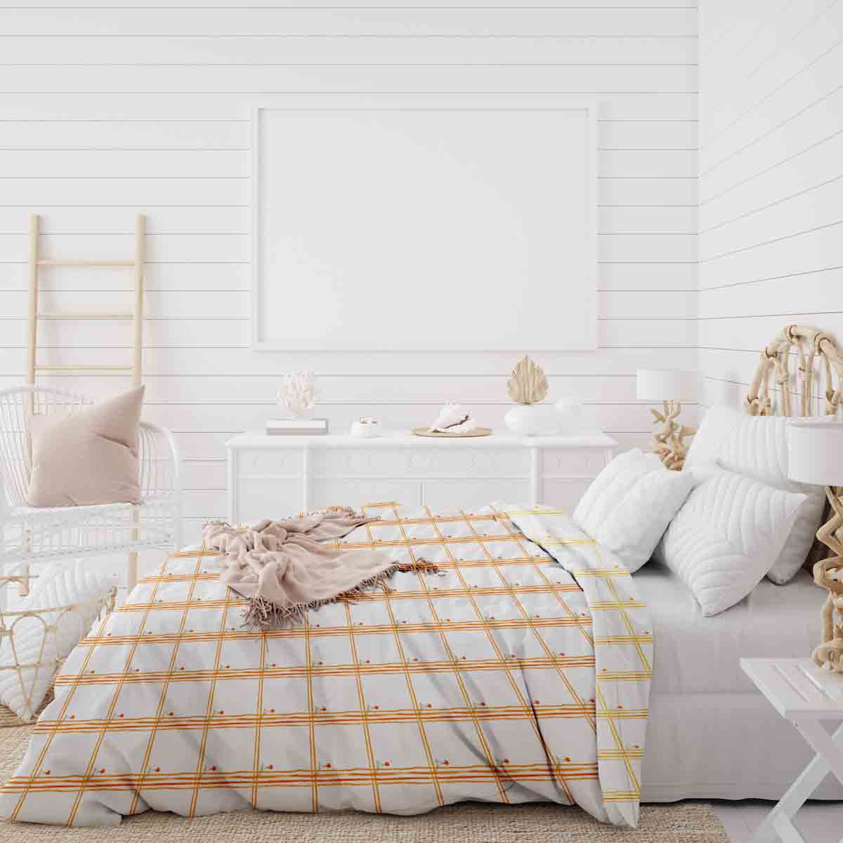 Original Therapy Blanket - Cotton Bedding Set Yellow Check