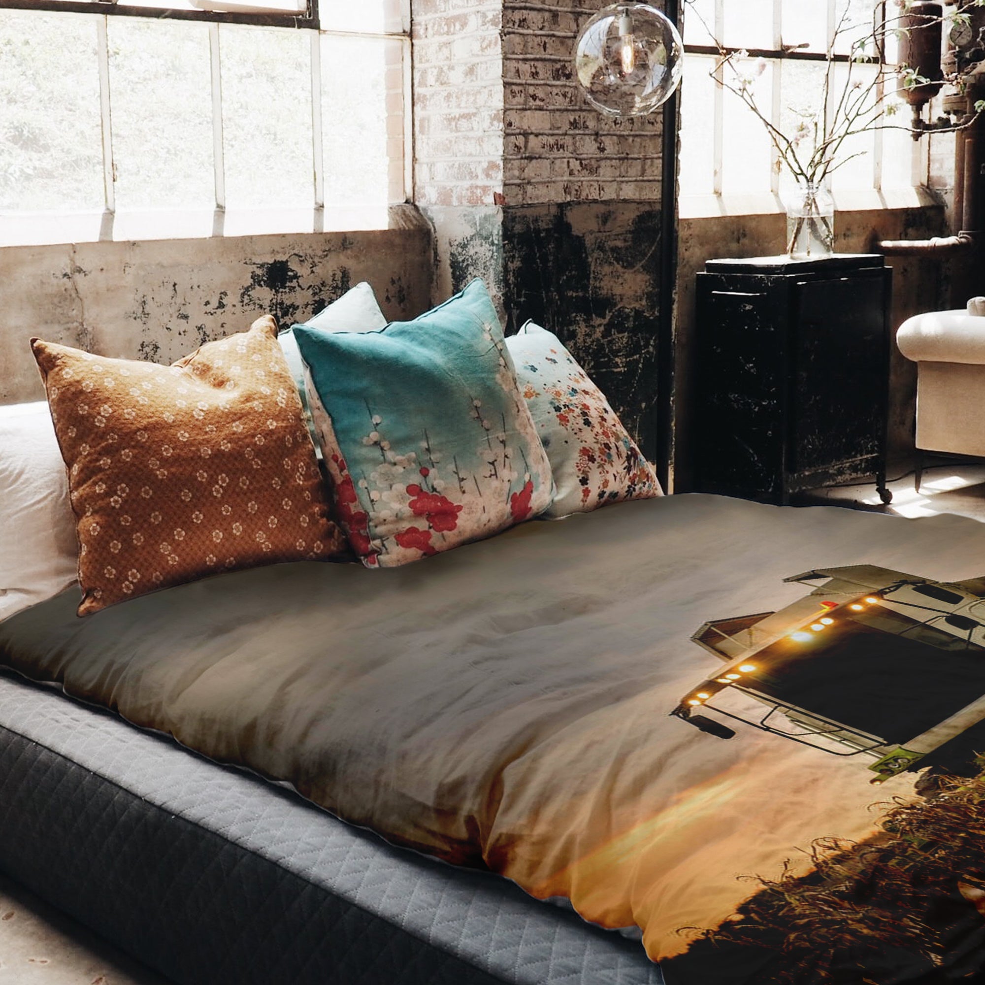 Therapy blankets bedding set brown threshing machine