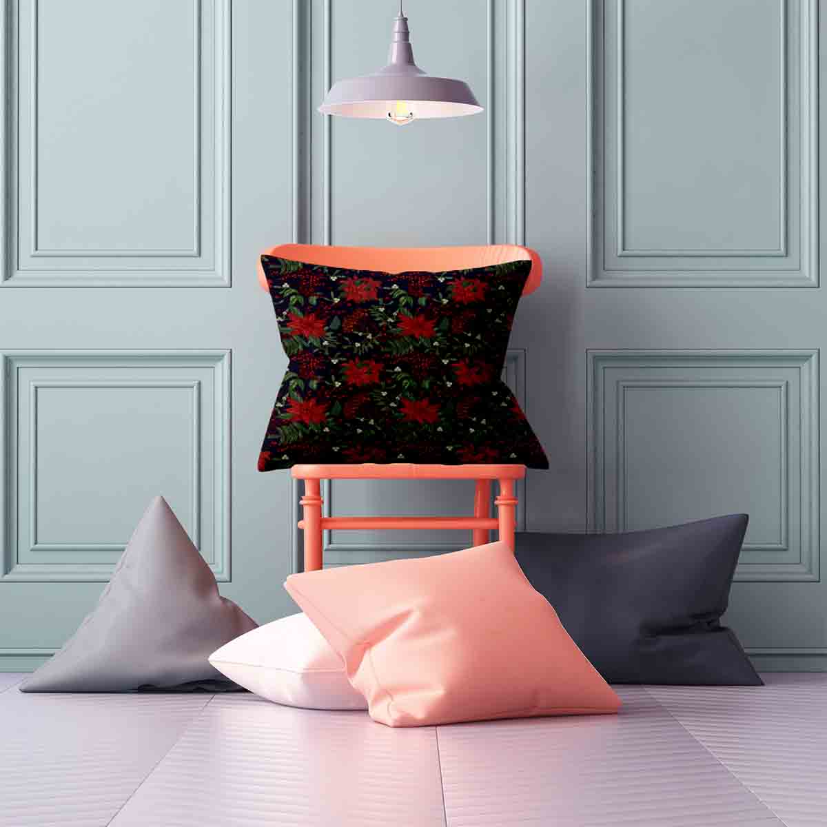 Health pillow with red poinsettia