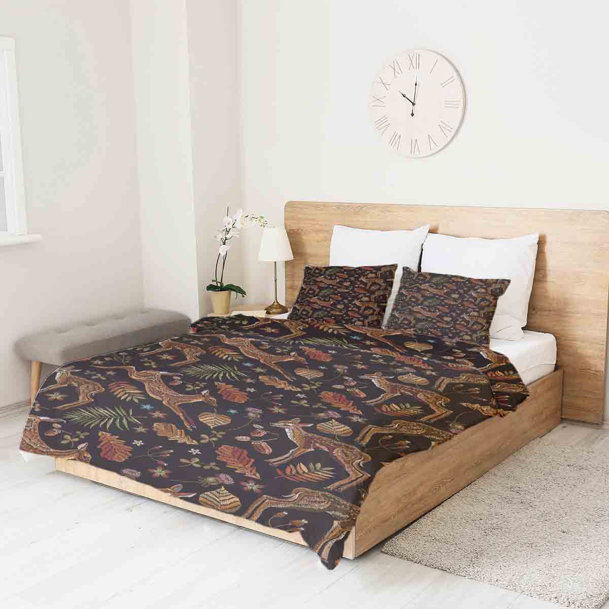 Couverture thérapeutique originale - Housse en coton marron avec chevreuil