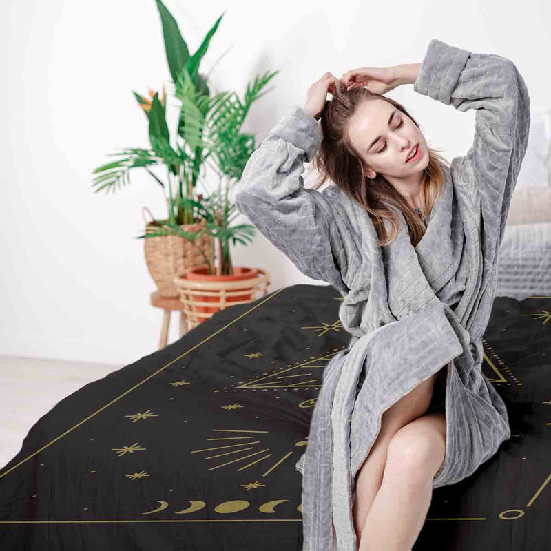Therapy blanket bedding set, black, sun and cosmos.