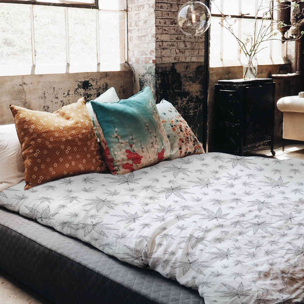 Couverture thérapeutique originale - Housse en coton grise avec lierre