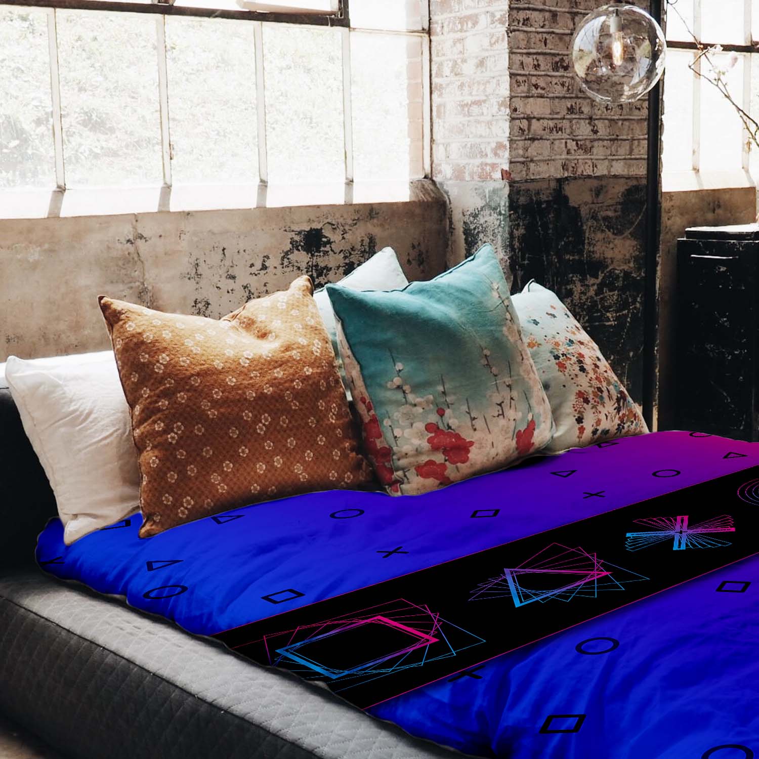 Therapy blankets bedding set purple with shapes