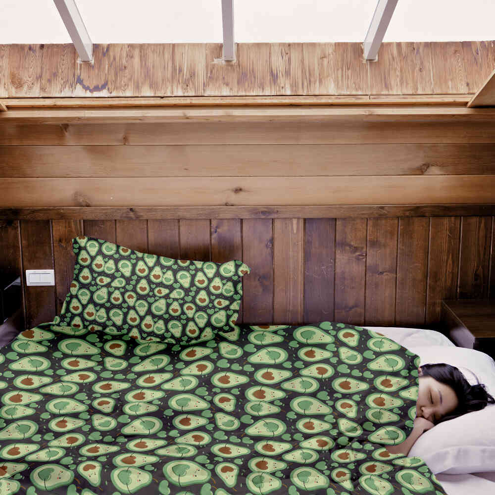 Therapy blankets bedding set green avocados