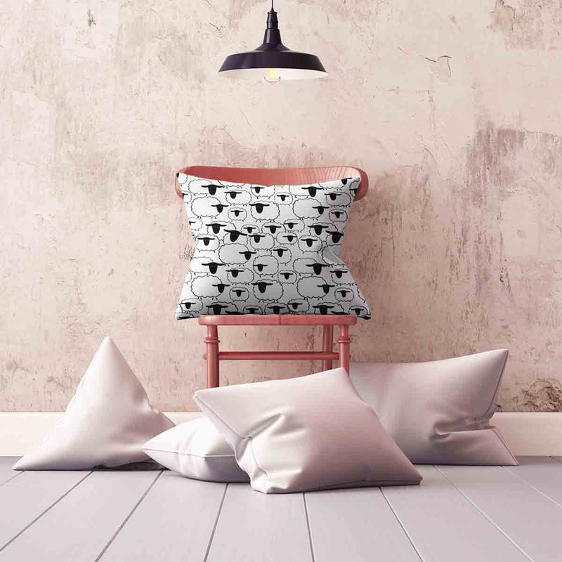 White health pillow with sheep