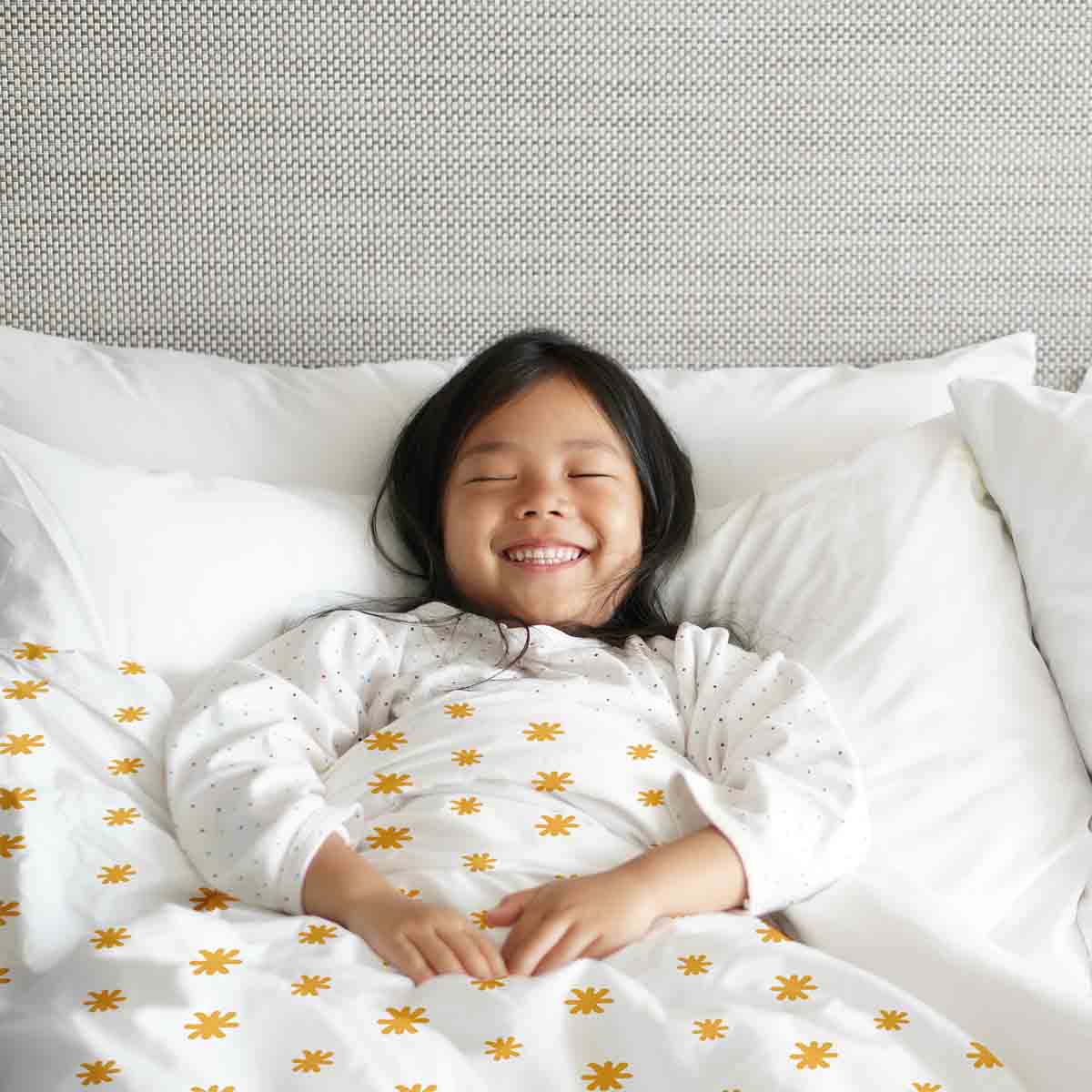 Couverture thérapeutique originale - Housse en coton fleurs jaunes