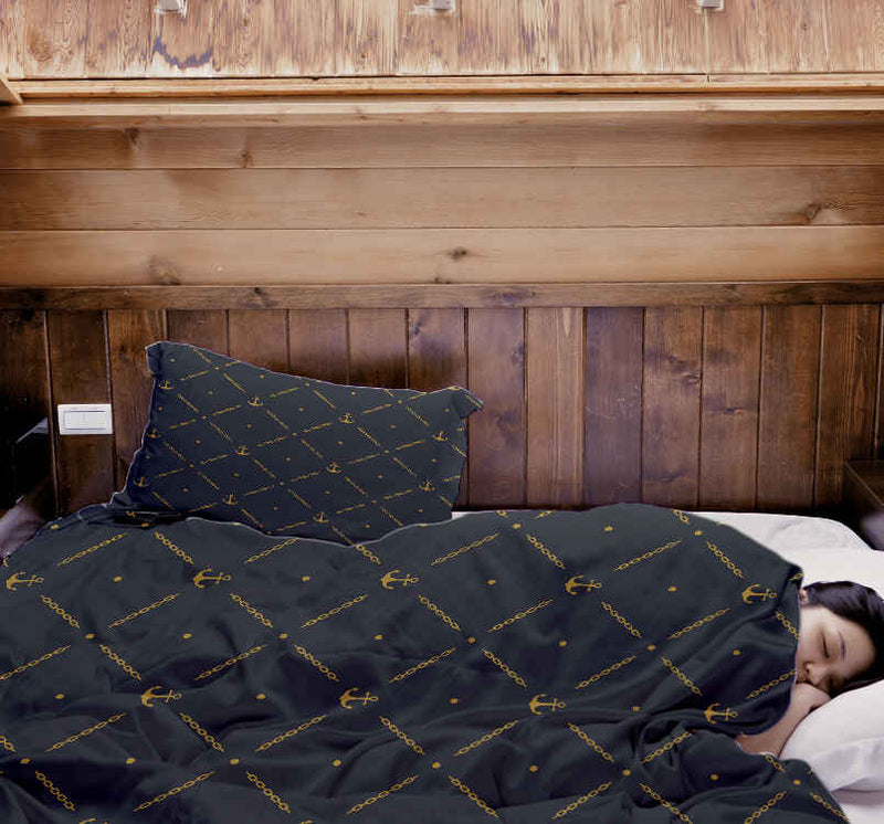 Therapy blanket and bedding set, blue with anchor.