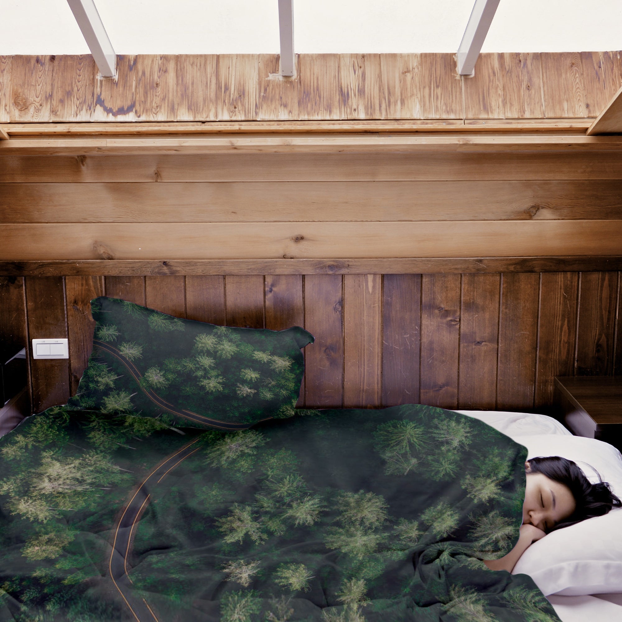 Therapy blankets bedding set street in the forest