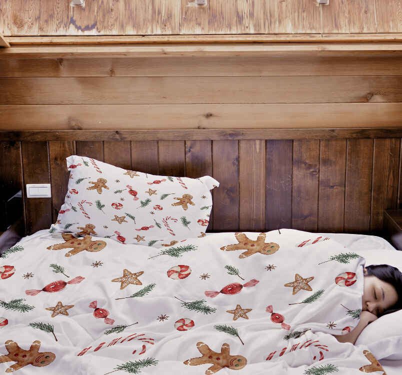 Couverture thérapeutique Ensemble de linge de lit blanc Temps de Noël