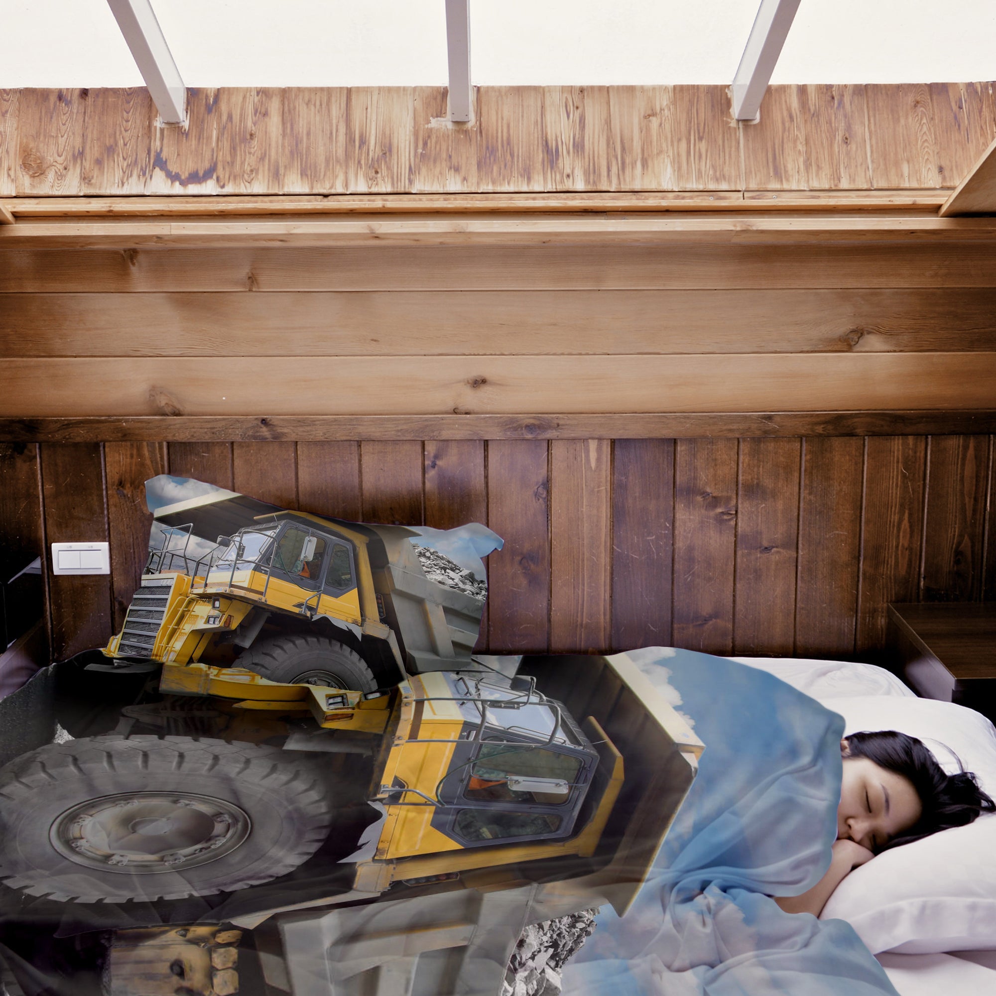 Couverture thérapeutique originale - Housse en coton Camion jaune