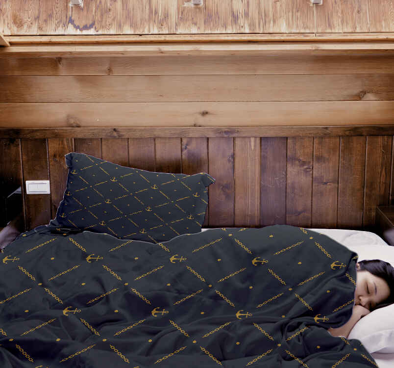 Couverture thérapeutique originale - Housse en coton bleue avec ancre
