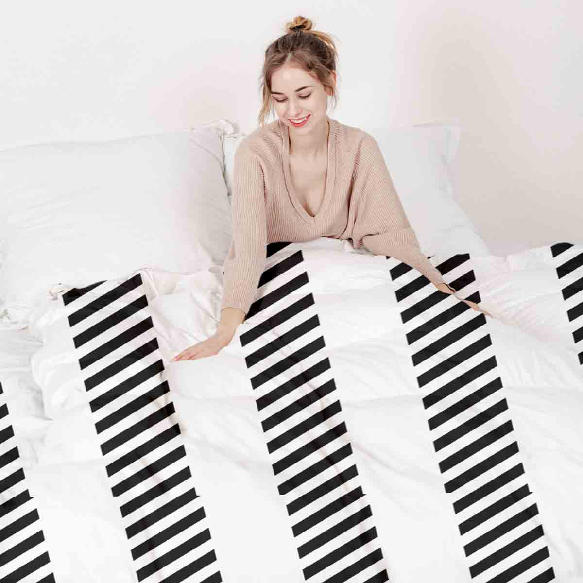 Original therapy blanket - cotton cover gray with thick and thin stripes