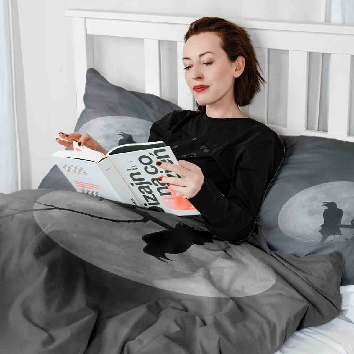 Couverture thérapeutique originale - Housse en coton Corbeau au clair de lune