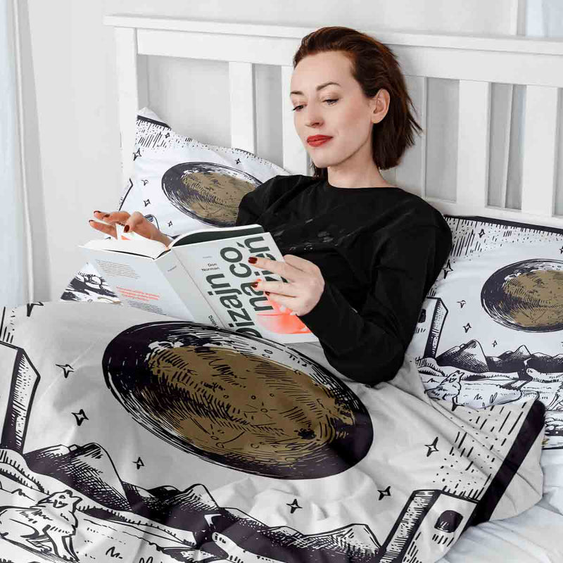 Original therapy blanket - cotton cover wolf and moon