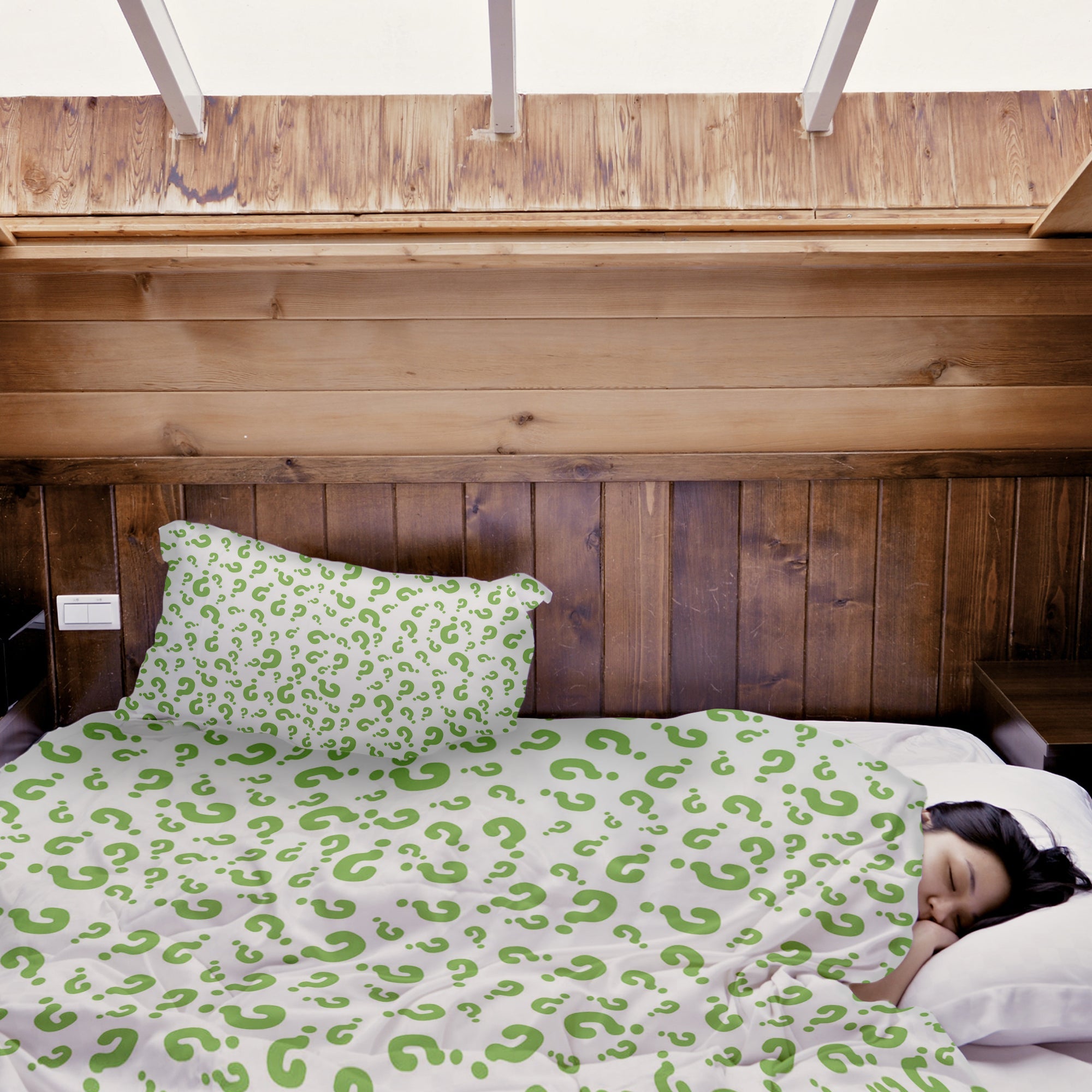 Couverture thérapeutique originale - Housse en coton Points d'interrogation verts