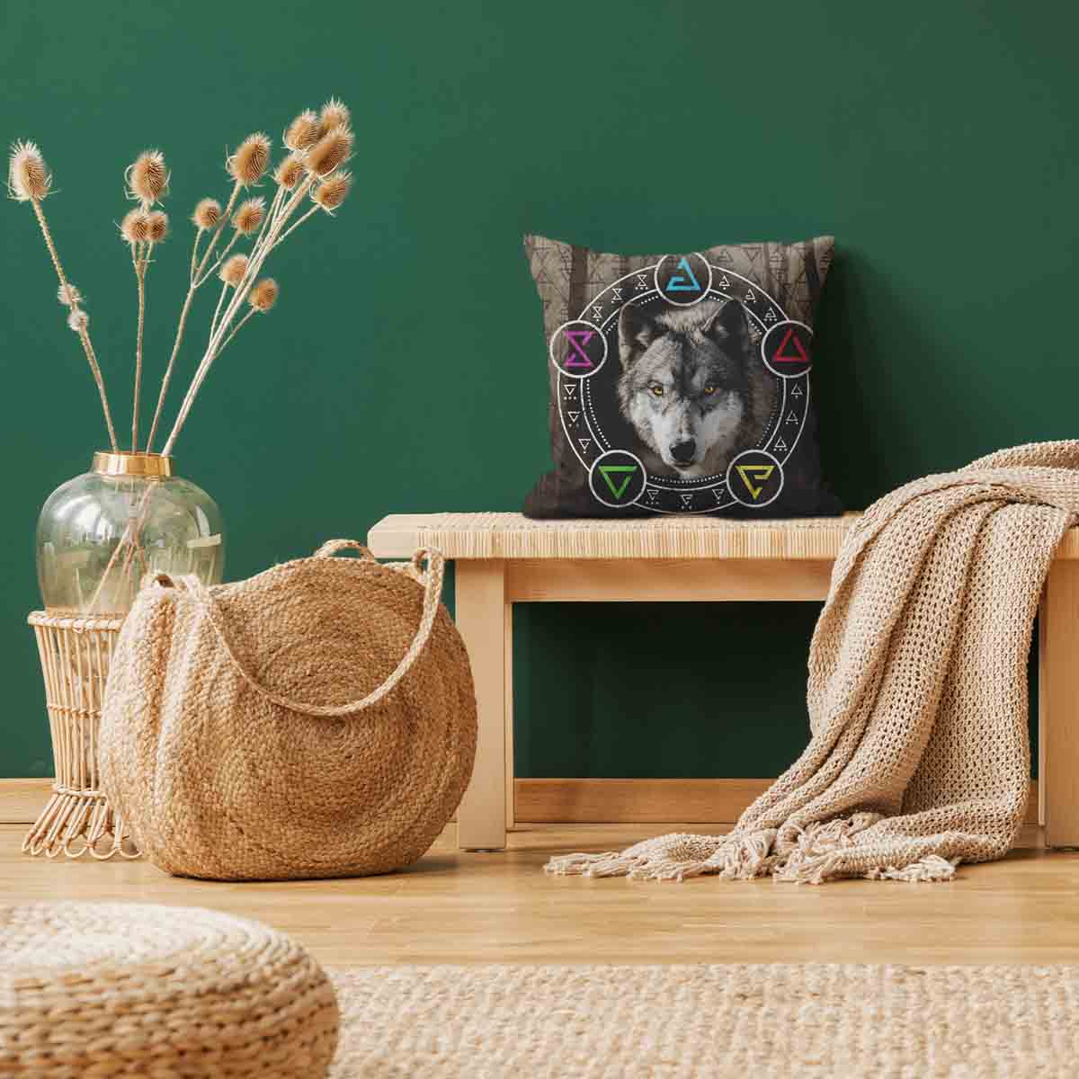 Health Pillow Brown with Wolf