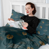 Therapy blanket bedding set, green with golden leaf.