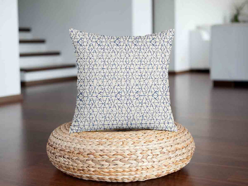 Health pillow white with delicate blue shapes