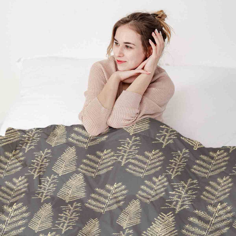 Therapy blankets and bedding set with forest motif.