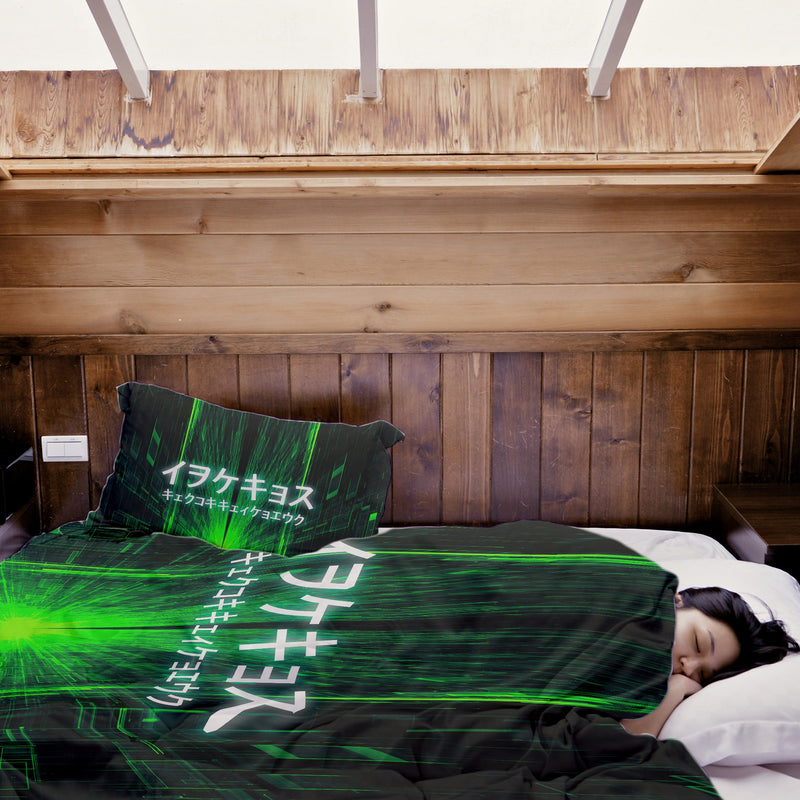 Original therapy blanket - cotton cover green with Chinese inscription