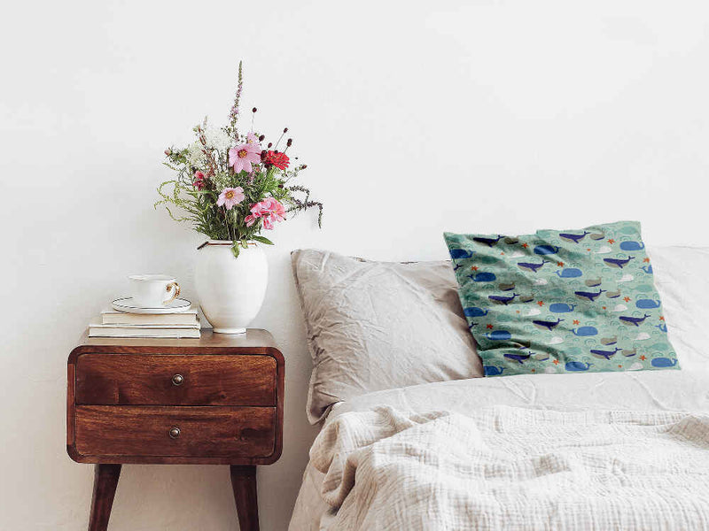Green health pillow with whales